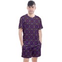 Tile Pattern Background Image Purple Men s Mesh Tee and Shorts Set View1