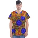Background Image Tile Abstract Men s V-Neck Scrub Top View1