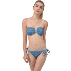 Background Image Pattern Twist Bandeau Bikini Set