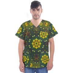 Background Image Wallpaper Men s V-neck Scrub Top