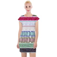 Scrapbook Scrap Elements Cap Sleeve Bodycon Dress