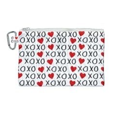Xo Valentines Day Pattern Canvas Cosmetic Bag (large) by Valentinaart
