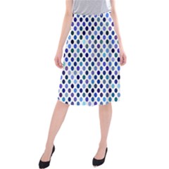 Shades Of Blue Polka Dots Midi Beach Skirt