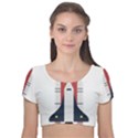 Planet Planets Rocket Shuttle Velvet Short Sleeve Crop Top  View1