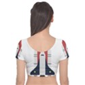 Planet Planets Rocket Shuttle Velvet Short Sleeve Crop Top  View2
