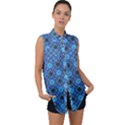 Blue Tile Wallpaper Texture Sleeveless Chiffon Button Shirt View1
