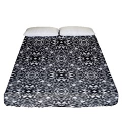 Black White Geometric Background Fitted Sheet (queen Size)