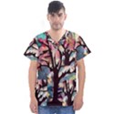 Tree Moon Night Sky Landscape Men s V-Neck Scrub Top View1