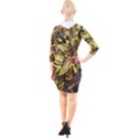 Lilies Abstract Flowers Nature Quarter Sleeve Hood Bodycon Dress View2