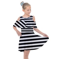 Black Stripes Kids  Shoulder Cutout Chiffon Dress by snowwhitegirl