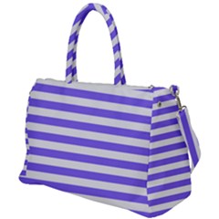 Lilac Purple Stripes Duffel Travel Bag by snowwhitegirl