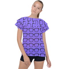 Nerdy Glasses Purple Ruffle Collar Chiffon Blouse