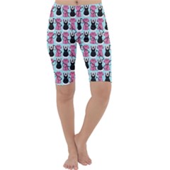 Waitress Uniform Dresses Nerdy Glasses Pattern Blue Cropped Leggings 