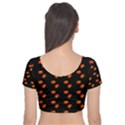 Kawaii Pumpkin Black Velvet Short Sleeve Crop Top  View2