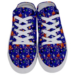Halloween Treats Pattern Blue Half Slippers