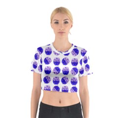 Kawaii Blueberry Jam Jar Pattern Cotton Crop Top