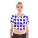 Kawaii Blueberry Jam Jar Pattern Cotton Crop Top View1