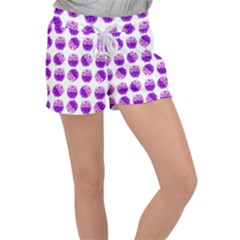 Kawaii Grape Jam Jar Pattern Women s Velour Lounge Shorts