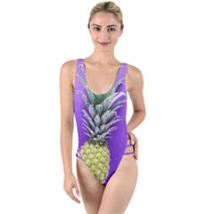 Pineapple Purple High Leg Strappy Swimsuit