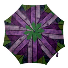 Wood Wall Heart Purple Green Hook Handle Umbrellas (large) by snowwhitegirl