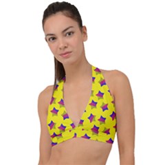 Ombre Glitter  Star Pattern Halter Plunge Bikini Top