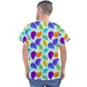 Colorful Leaves Blue Men s V-Neck Scrub Top View2