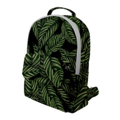 Tropical Leaves On Black Flap Pocket Backpack (large) by snowwhitegirl