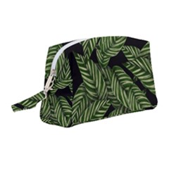Tropical Leaves On Black Wristlet Pouch Bag (medium) by snowwhitegirl