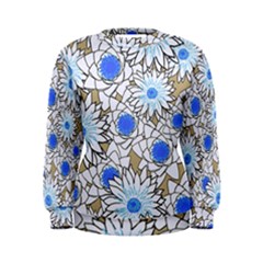Vintage White Blue Flowers Women s Sweatshirt by snowwhitegirl