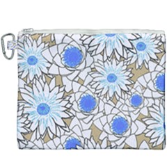 Vintage White Blue Flowers Canvas Cosmetic Bag (xxxl) by snowwhitegirl