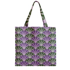 Vintage Scallop Violet Green Pattern Zipper Grocery Tote Bag by snowwhitegirl
