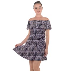 Gothic Church Pattern Off Shoulder Velour Dress
