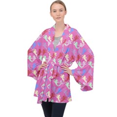 Colorful Cherubs Pink Velvet Kimono Robe by snowwhitegirl