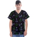 Gothic Girl Rose Black Pattern Men s V-Neck Scrub Top View1
