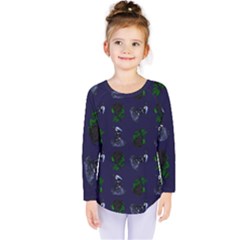 Gothic Girl Rose Blue Pattern Kids  Long Sleeve Tee