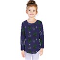 Gothic Girl Rose Blue Pattern Kids  Long Sleeve Tee View1