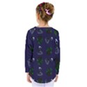 Gothic Girl Rose Blue Pattern Kids  Long Sleeve Tee View2