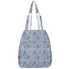 Skeleton Blue Background Center Zip Backpack