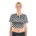 Black And White Herringbone Cotton Crop Top View1