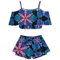 Ornament Digital Color Colorful Kids  Off Shoulder Skirt Bikini