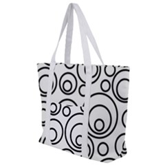 Abstract Black On White Circles Design White Zip Up Canvas Bag by LoolyElzayat