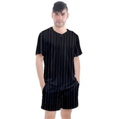 Dark Linear Abstract Print Men s Mesh Tee And Shorts Set