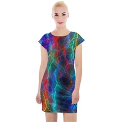 Wizzard Flashes Pattern Abstract Cap Sleeve Bodycon Dress