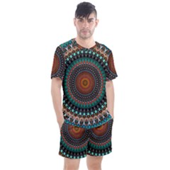 Ornament Circle Picture Colorful Men s Mesh Tee And Shorts Set