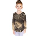 Fractal Bones Cave Fossil Render Kids  Long Sleeve Tee View1