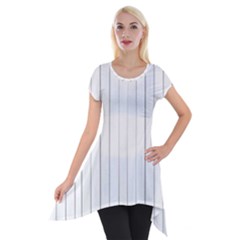 Bright Linear Abstract Print Short Sleeve Side Drop Tunic