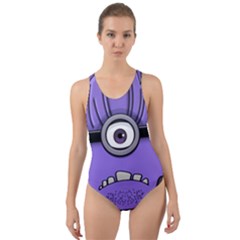 Evil Purple Cut-out Back One Piece Swimsuit