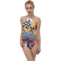 Automobile Car Checkered Drive Go With The Flow One Piece Swimsuit