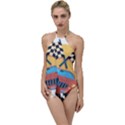 Automobile Car Checkered Drive Go with the Flow One Piece Swimsuit View1