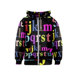 Alphabet Letters Colorful Polka Dots Letters In Lower Case Kids  Zipper Hoodie by Sudhe